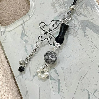 Acrylic Chinese Style Butterfly Pendant Phone Charm DIY Handmade Fan Calligraphy Mobile Phone Strap Anti-Lost Hanging Cord