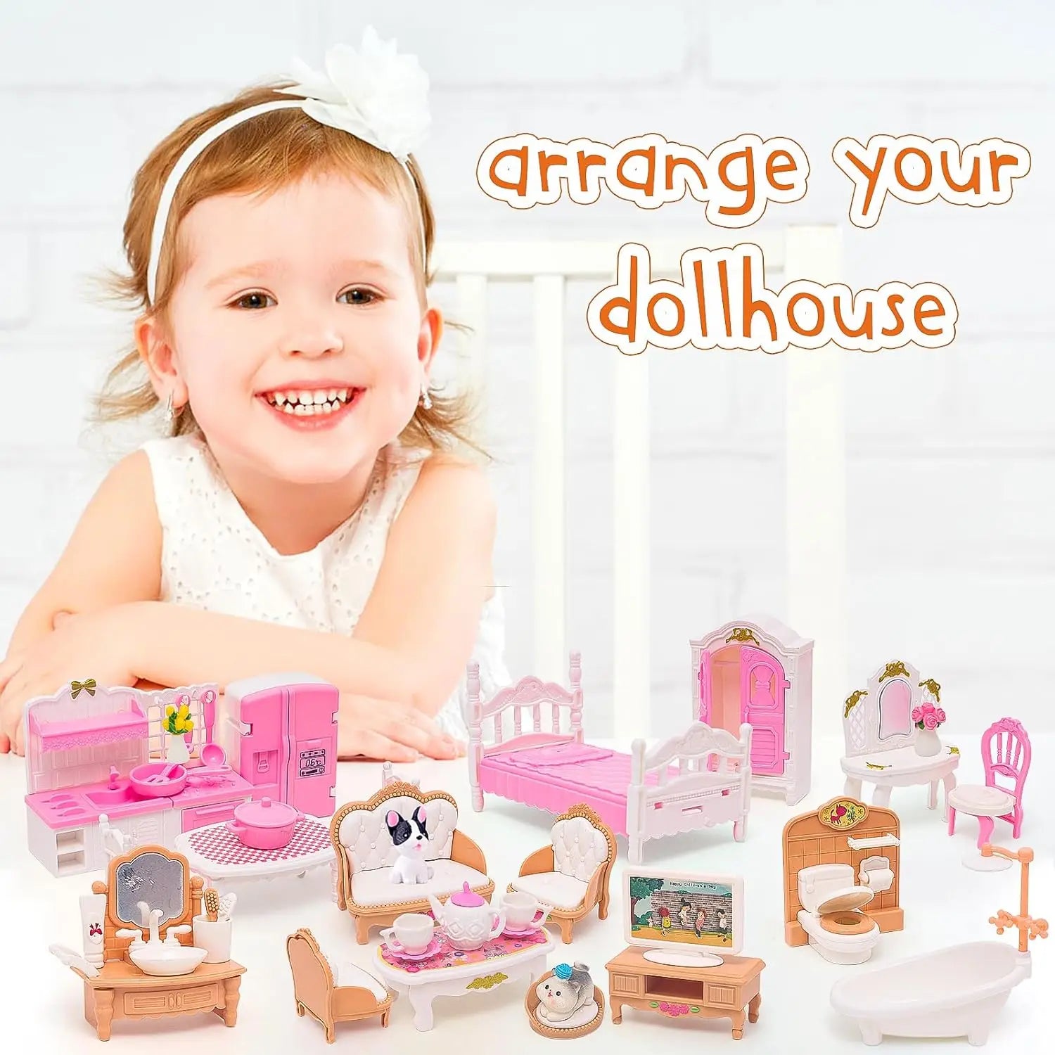 Miniature Dollhouse Furniture Kitchen Living Room Bedroom Bathroom Doll House Furniture Pretend Play Dollhouse Miniatures