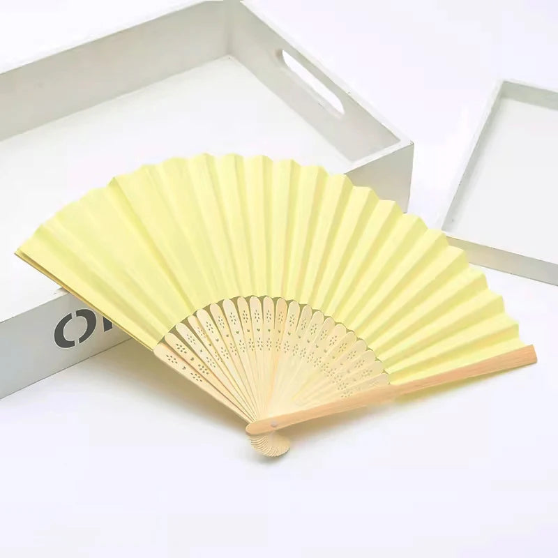 Hand Held Fan Paper Folding Fan Party Decorative New Fashionable Simple Decorative Blank Folding Fans Candy Colored Can DIY -