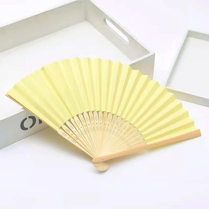 Hand Held Fan Paper Folding Fan Party Decorative New Fashionable Simple Decorative Blank Folding Fans Candy Colored Can DIY