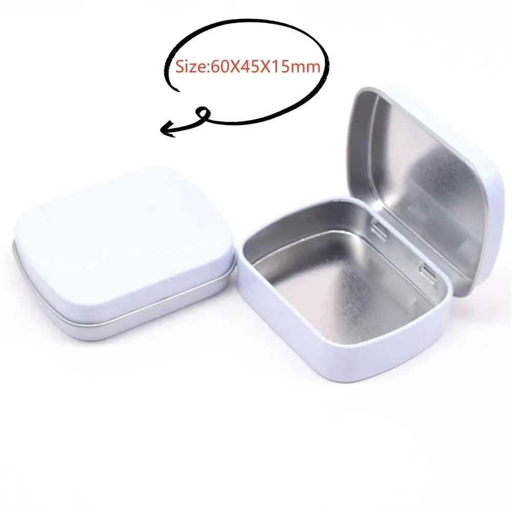 New Square Tin Storage Boxes Small Metal Storage Box Silver Jewelry Keys Coins Metal Box Tin Wedding Candy Storage Tin Can - 