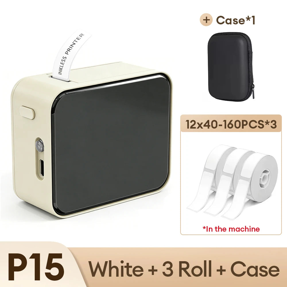 Marklife P15 Mini Portable Label Printer Smart Pocket Printer Thermal Adhesive Sticker Labeling Machine ot 3PK Label Paper No