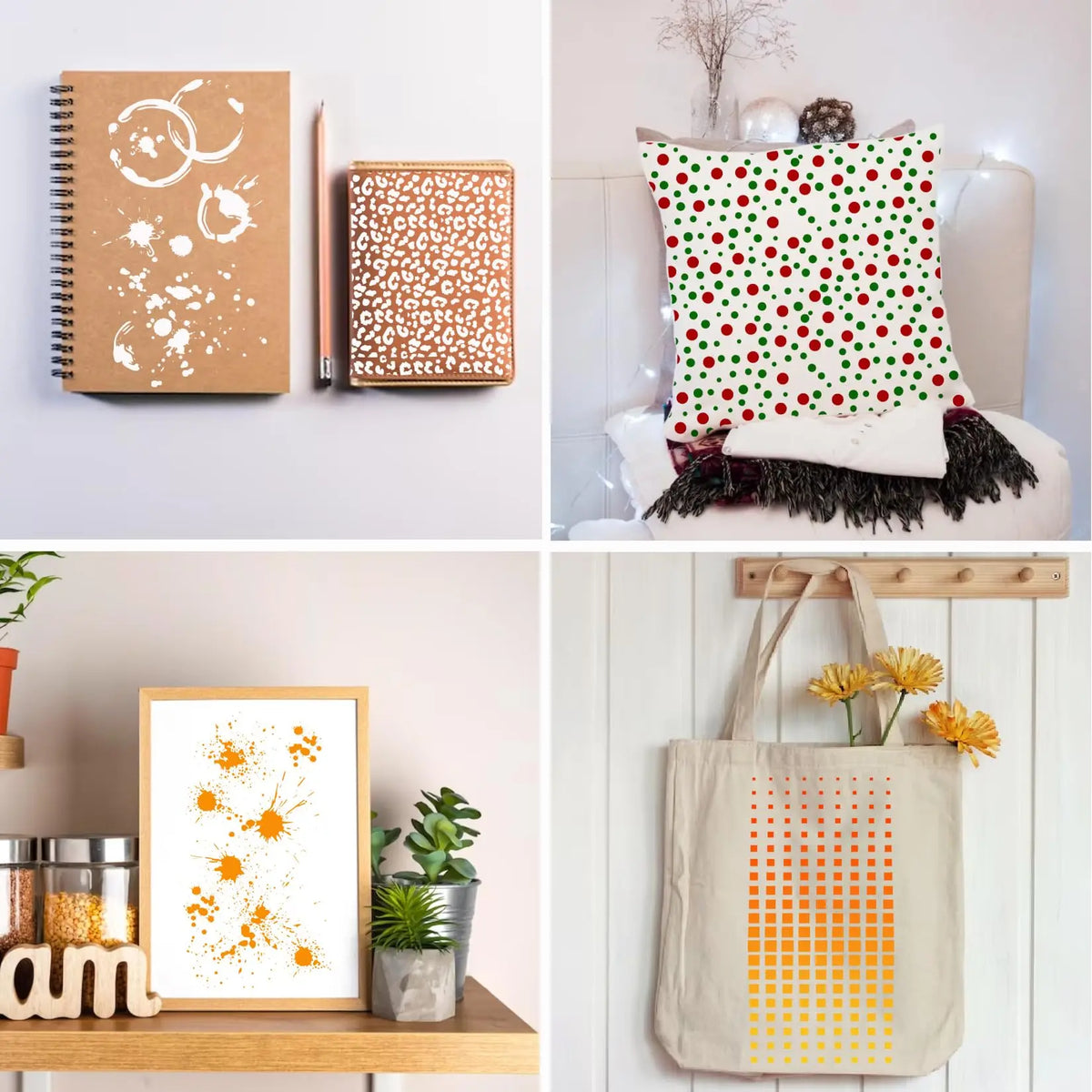 8 Craft Templates with Polka Dots, Layered Templates for Mixed Media Texture, Colorful Spray Painting Templates, Card-Making 