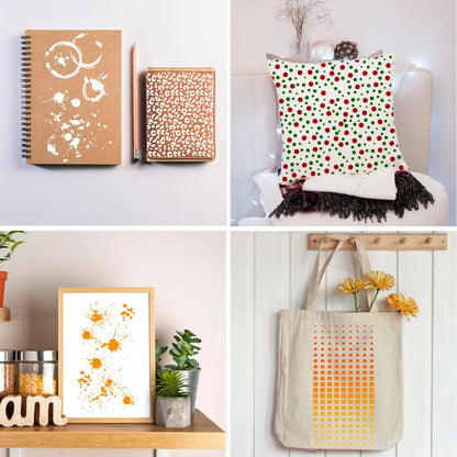 8 Craft Templates with Polka Dots, Layered Templates for Mixed Media Texture, Colorful Spray Painting Templates, Card-Making 