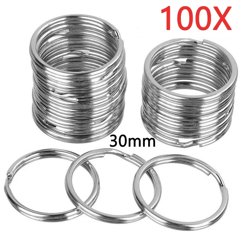 30mm/25mm/20mm Metal Key Rings Keychain Sets Keyfob Anti-rust KeyRings Key Chains Car Key Pendant Split - 100pcs 30mm