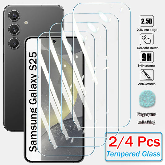 2/4Pcs Tempered Glass Screen Protector For Samsung Galaxy S26 S25 S24 Ultra S23 S22 Plus FE Clear Protective Cover Glass Film