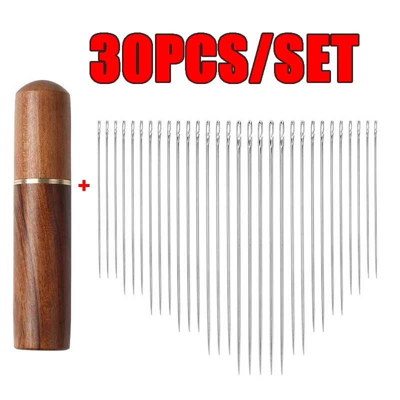 30pcs Blind Sewing Needle Elderly Stainless Steel Quick Automatic Self-Threading Needle Stitching Pins DIY Punch Needle Threa