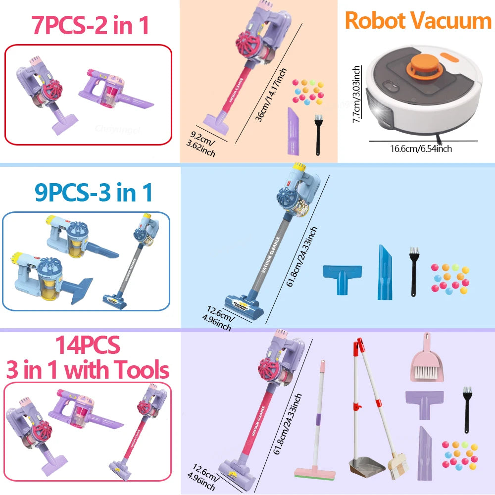 Kids Simulation Electric Vacuum Cleaner Toy Set Housekeeping Role Play Educational Toys for Toddlers Perfect Gift for Girls B