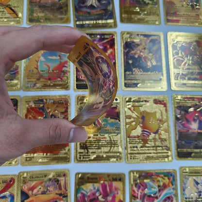 55pc English card Charizard Gold Foil Cards Golden Letters English Spanish Game Card Metalicas Vmax Gx Series Gift