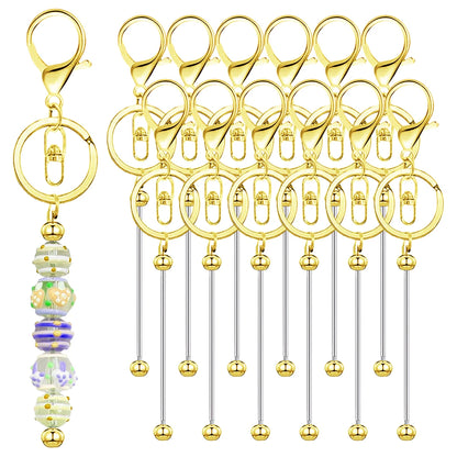 6/12/20/30Pcs Metal Beadable Keychain Bars Beading Key Chain Bar Blanks for Beads Pendant Jewelry Charms Lanyard DIY Crafts G