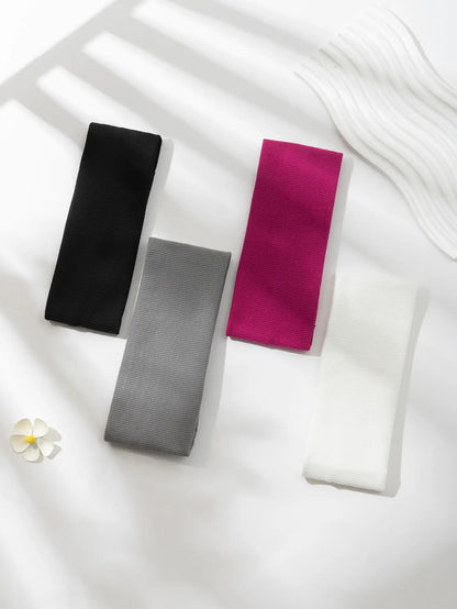 4Pcs Simple Fashion Women Solid Color Elastic HairBands Cute Wash Face Make-up Hair Band Vintage Sports Running Yoga Headband
