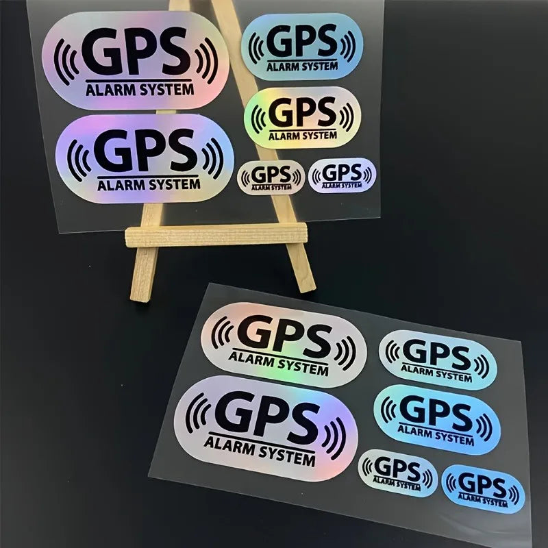 6pcs/set Reflective Laser GPS Alarm System Car Stickers Waterproof DIY Car Window Side Rear Windshield Decorative Vinyl Stick