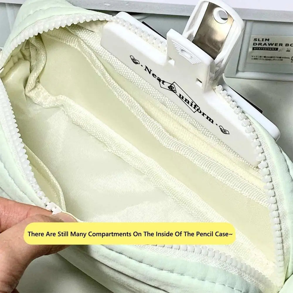 Simplicity Solid Color Pen Bag Zipper Design Large Capacity Pencil Case Portable Stationery Bag Gift