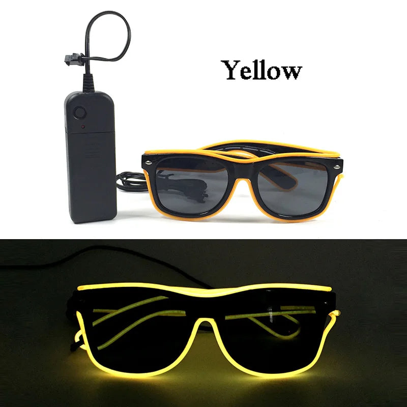 1PC Light Up LED Glasses Glow Sunglasses EL Wire Neon Glasses Glow in The Dark Party Supplies Neon Party Favors for Adults - 