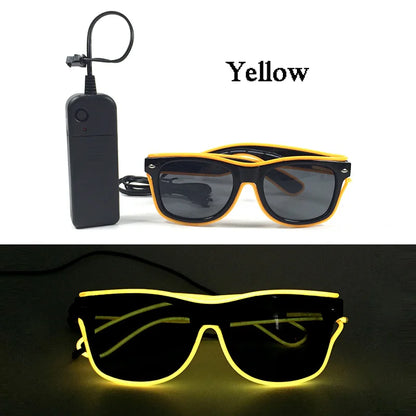 1PC Light Up LED Glasses Glow Sunglasses EL Wire Neon Glasses Glow in The Dark Party Supplies Neon Party Favors for Adults - 