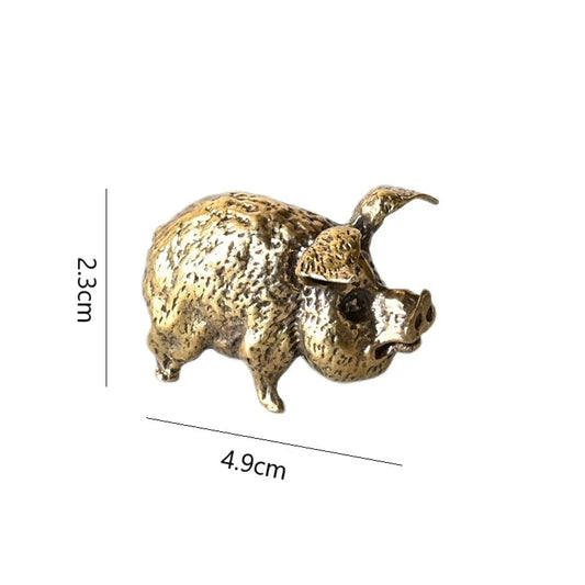 Vintage Brass Pig Small Ornaments Pure Copper Crafts Home Office Desktop Animal Decorations