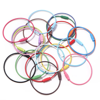 10pcs/lot Stainless Steel Wire Keychains Colorful Round Cable Loop Screw Lock Rope Rings For DIY Keyrings Key Chains Accessor