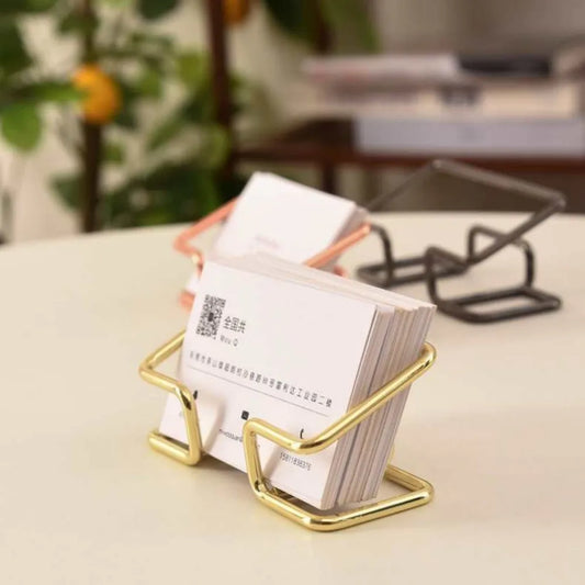 Gold Metal Business Card Holder Desk Bracket Cards Organizer Office Business Cards Display Holders Fashion Desktop Decorative