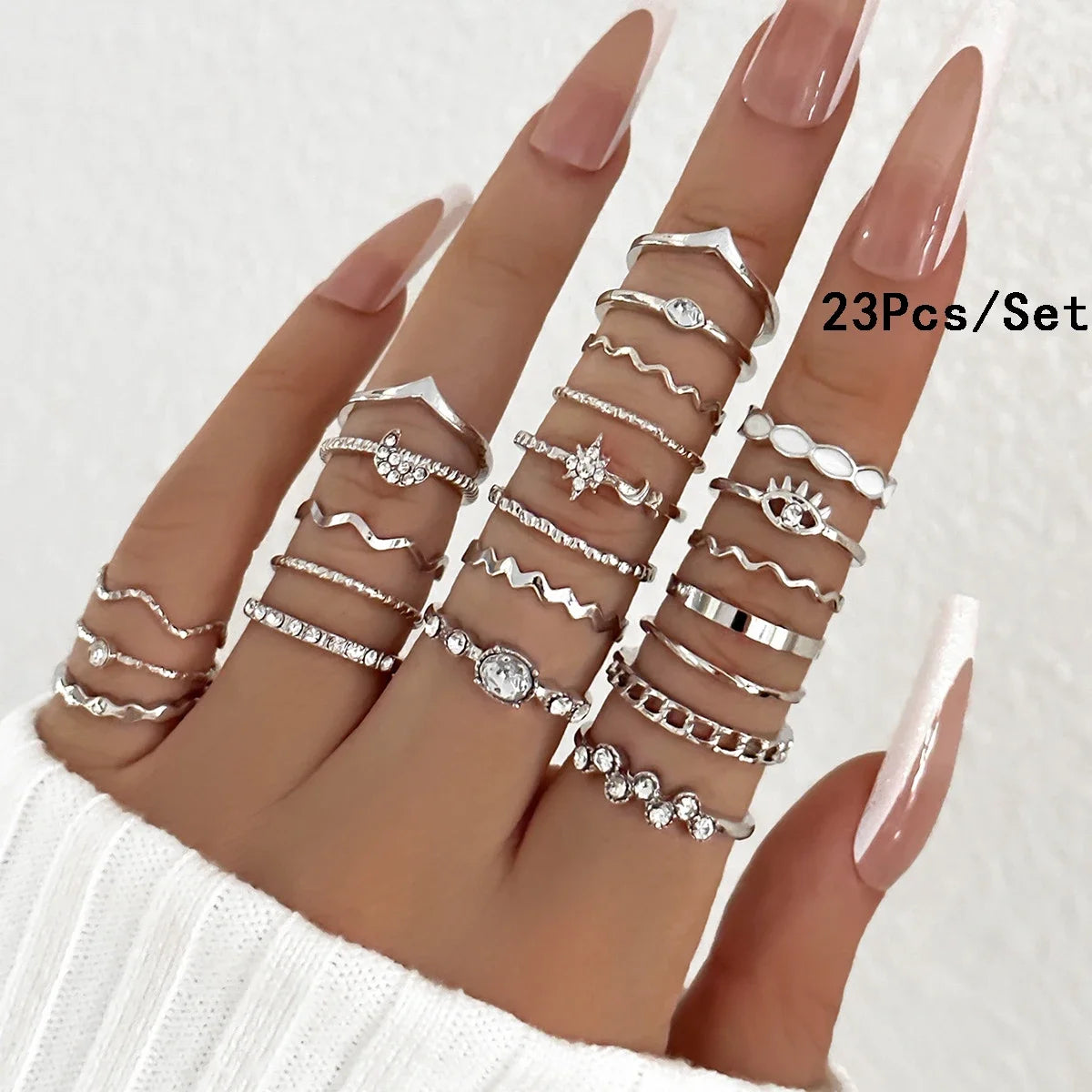 30Pcs Bohemian Geometric Knuckle Rings Set For Women Gold Silver Color Finger Ring Girls Fashion Party Jewelry Accessories - 