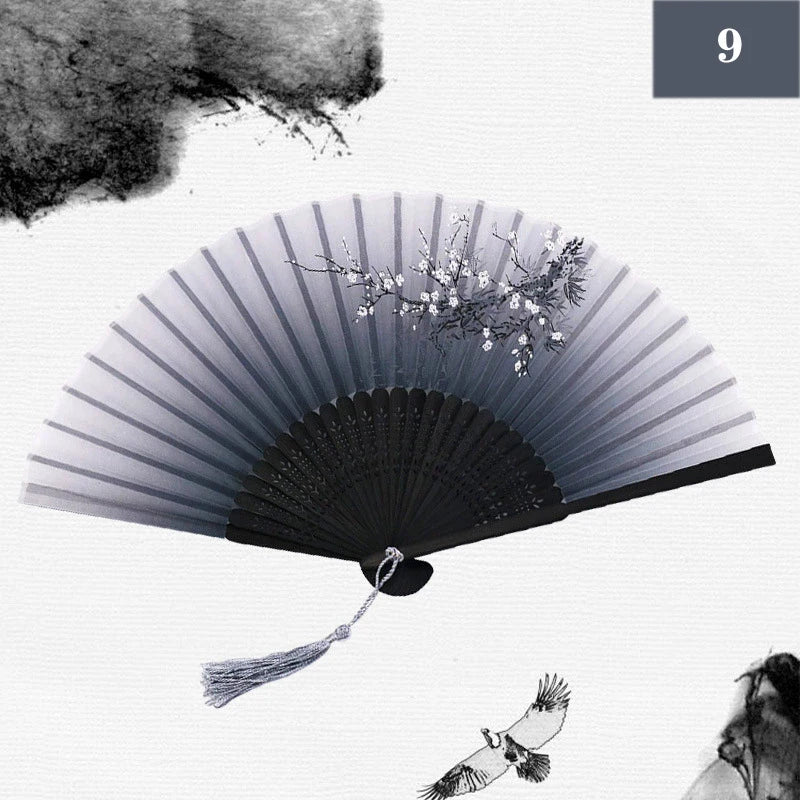 Folding Hand Fan Vintage Silk Bamboo Fans Chinese Hand Fans Women Dance Fan Cosplay Wedding Party Props Decor Gift Fan Portab