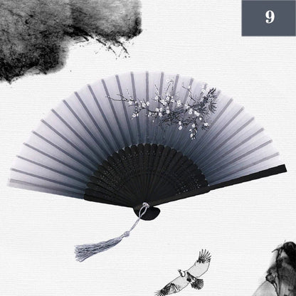 Folding Hand Fan Vintage Silk Bamboo Fans Chinese Hand Fans Women Dance Fan Cosplay Wedding Party Props Decor Gift Fan Portab