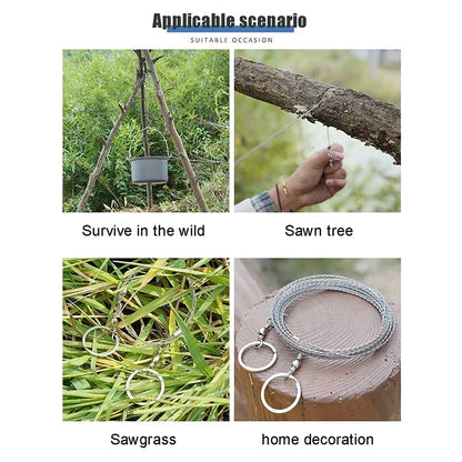 1-3M Outdoor Hand Drawn Rope Saw Portable Stainless Steel Wire Saw Manual Cutting Chain Camping Hiking Survive Woodworking To