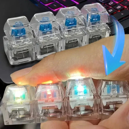 Light Up Keyboard Key Keychain Stress Relief Fidget Toy Clickable Button with LED Light