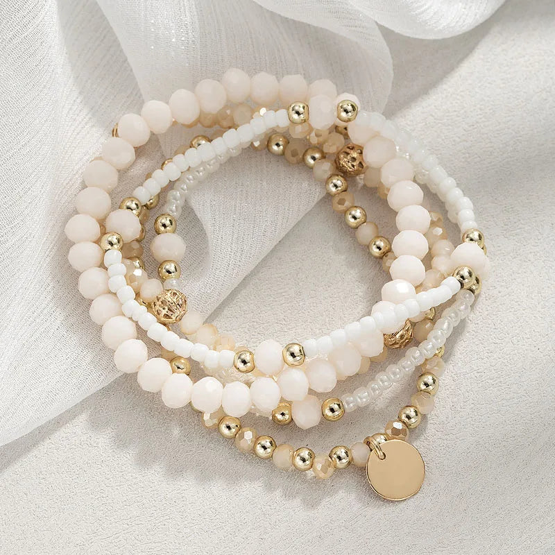 Y2K Ethnic Bohemian Beaded Bracelets Set for Women Beads Chains Stackable Wristband Girls Boho Hand Jewelry Accessoreis - 2