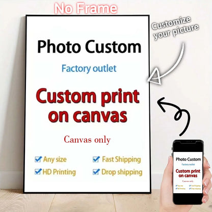 Custom Print Canvas Painting From Your Photos Wedding Birthday Poster Wall Art Decoration Pets Family Landscape Picture Decor