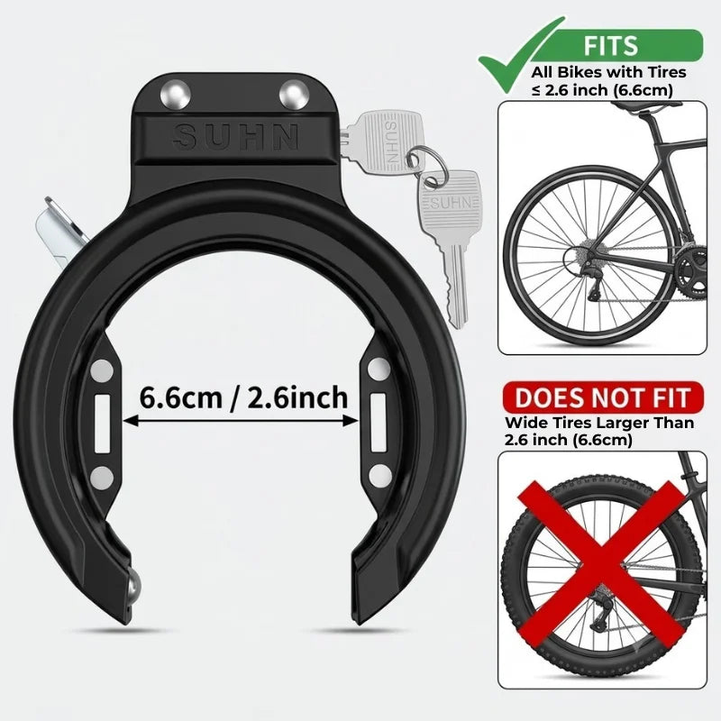 Outdoor Bicycle Horseshoe Lock - Fully Enclosed Steel Pipe Anti-Theft Lock with 2 Keys for Bicycles, Cycling and Holiday Gift