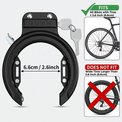 Outdoor Bicycle Horseshoe Lock - Fully Enclosed Steel Pipe Anti-Theft Lock with 2 Keys for Bicycles, Cycling and Holiday Gift
