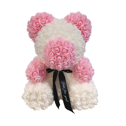Red Rose Bear 40cm Bear Of Roses Artificial Flower Rose Teddy Bear For Women Valentine's Day Wedding Birthday Christmas Gift 