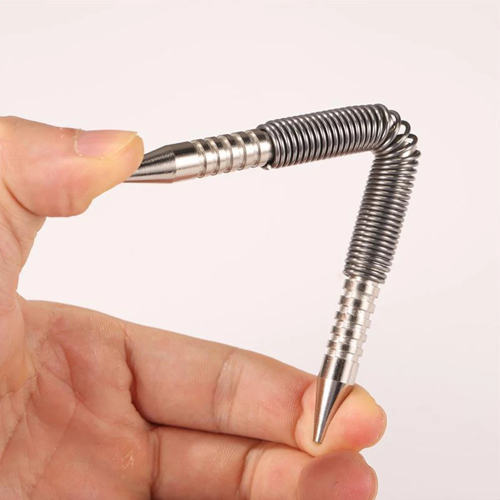 2PCS Spring Nail Center Punch Hammerless Dual Head Setter Spring Loaded High Carbon Steel Nail Punch Door Hinge Pin Remover