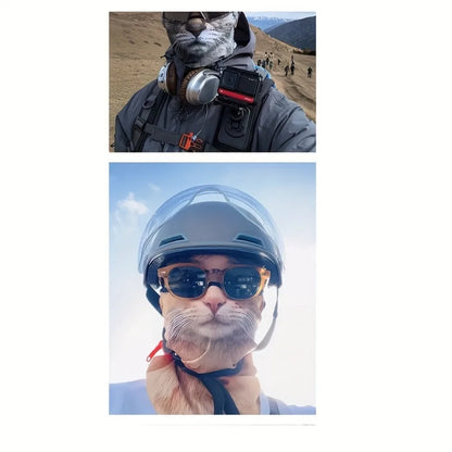 3D Animal Cat Design Summer Full Face Neck Protector Sun Shield Breathable Quick Dry Polyester Helmet Liner for Outdoor Cycli