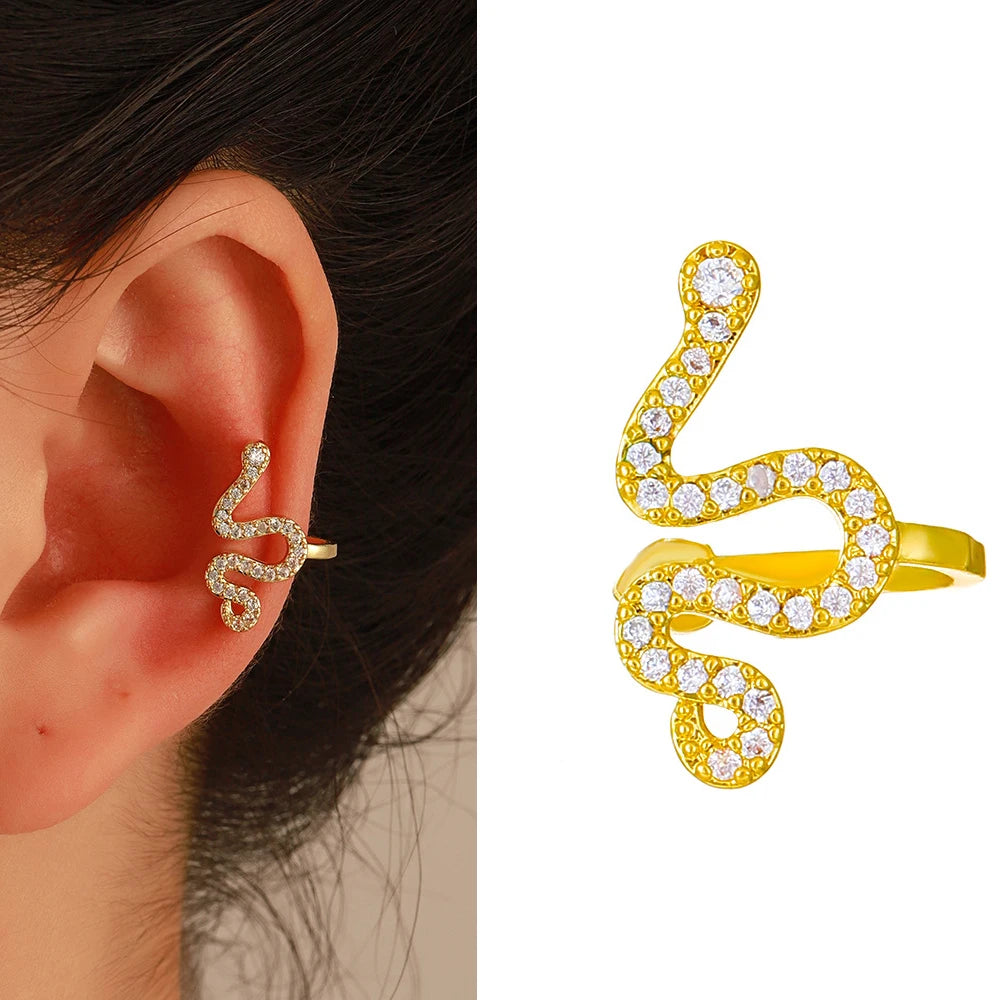 GUFTM Fashion Zircon Hairpin Ear Cuff No Piercing Earring Trendy Punk Unique Metal Geometric Ear Clip for Women Jewelry - 10