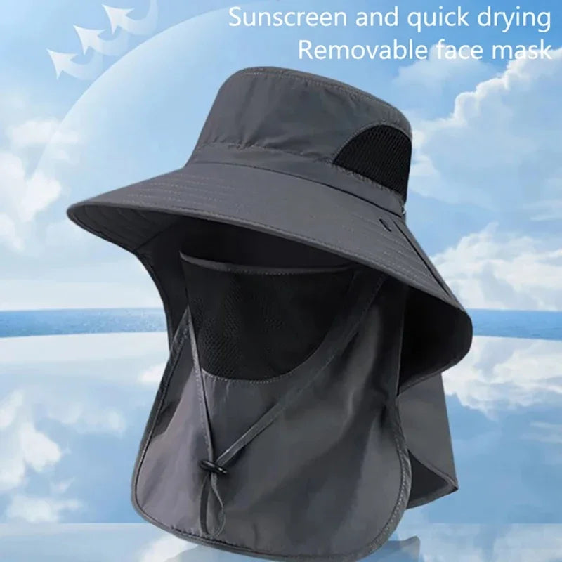 Wide Brim Outdoor Sun Hat Breathable Full Face Sun Shield Cap Anti Uv Fishing Travel Sports Sunshade Hat For Daily Outdoor Us