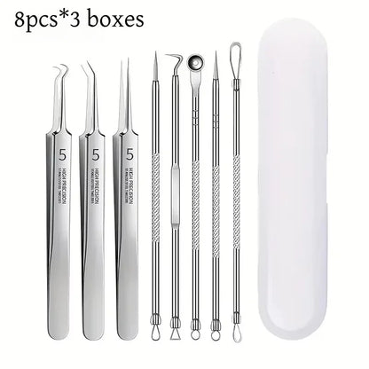 8 PCS Stainless Steel Acne Clip, Cell Clip, Blackhead Clip, Acne Needle, Beauty Salon Acne Needle, Acne Needle Tool - 3 boxes