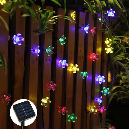 Solar Cherry Garden Blossom Flower Lights Garlands String Lights Solar Outdoor Waterproof Lawn Pathway Christmas Decoration L