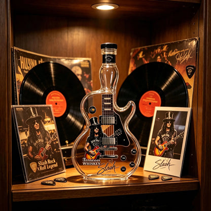 Retro Sunset Gradient Guitar Shaped Whiskey Bottle High Borosilicate Glass Vintage Rock Collectible Home Bar Decor Gift