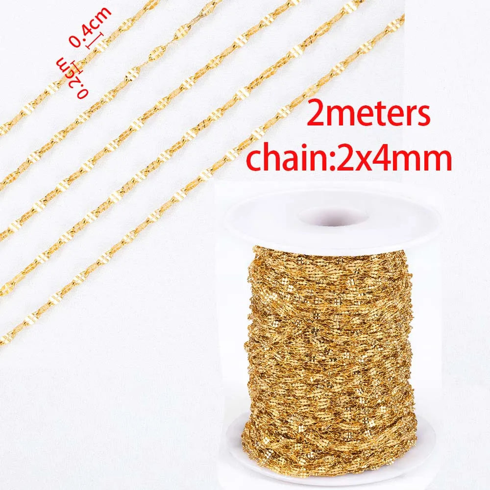 No Fade 2Meters Stainless Steel Chains for Jewelry Making DIY Necklace Bracelet Accessories Gold Chain Lips Beads Beaded Chai