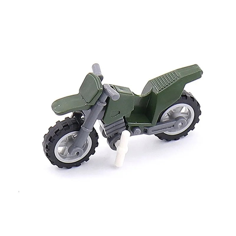Military Weapon Motorcycle Colorful Toys For Children Accessories WW2 Motor Transportation Facility Militaries Compatible Blo