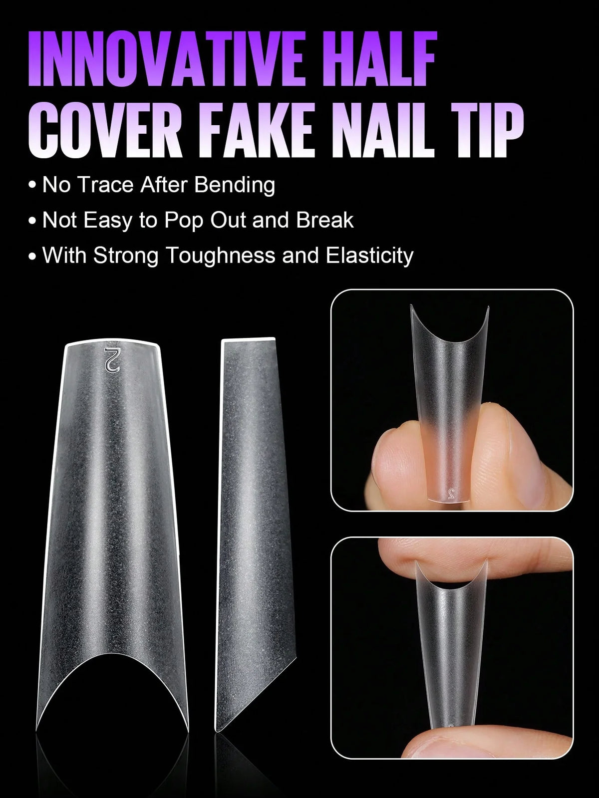 180 Extreme Coffin Shaped Fake Nails, 12 Sizes of Semi Capped Acrylic Nail Tips, Used for Nail Coverage Extension or Pressing