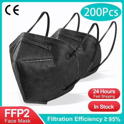 10-200Pcs FFP2 Masks kn95 Mascarillas KN95 Face Mask Filter 5Layers mascarillas quirurgicas homologadas Reusable Black FFP2 M