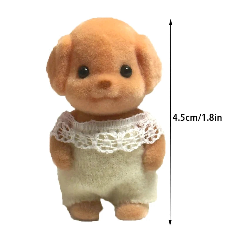 Limb Movable Forest Family Animal Figure Poodle Flocked Shaggy Figurine Dog Model Toy Dollhouse Miniatures Accessories For Ki