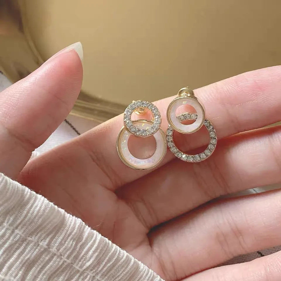 Vintage CC Design Stud Earrings for Women Korean Fashion X Cross Zircon Earring Engagement Jewelry Gifts - e036