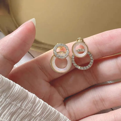 Vintage CC Design Stud Earrings for Women Korean Fashion X Cross Zircon Earring Engagement Jewelry Gifts - e036