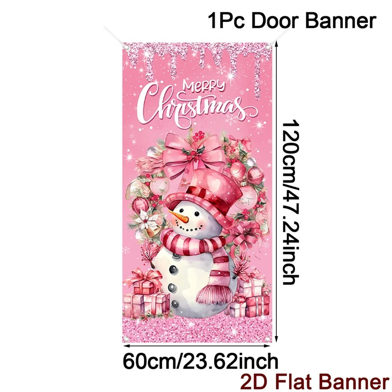 Christmas Door Banner Merry Christmas Decor for Home 2025 Xmas Hanging Wall Door Decor Navidad Noel Happy New Year Gift 2026 