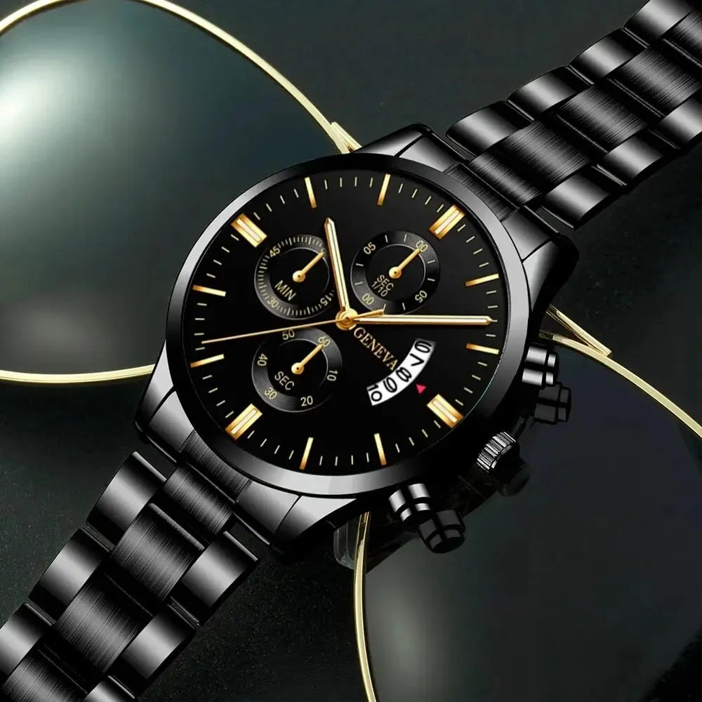 Fashion Men Stainless Steel Watch Luxury Calendar Quartz Wrist Watch Mens Business Watches for Man Clock Montre Homme - XR496