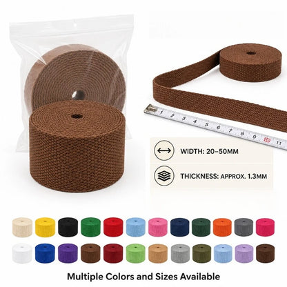 5Meters 1.3mm 20-50mm Cotton Webbings Tape for Bag Strap Backpack Label Ribbon Band Clothes Bias Binding DIY Sewing Accessori