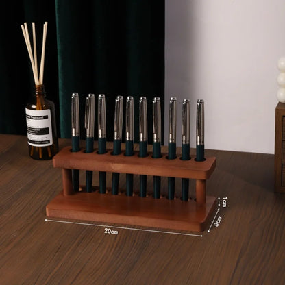 1PC Walnut Wood Multifunction Desk Organizer - Pen Holder, Phone Stand & Storage Solution for Office and School - 10-bin waln